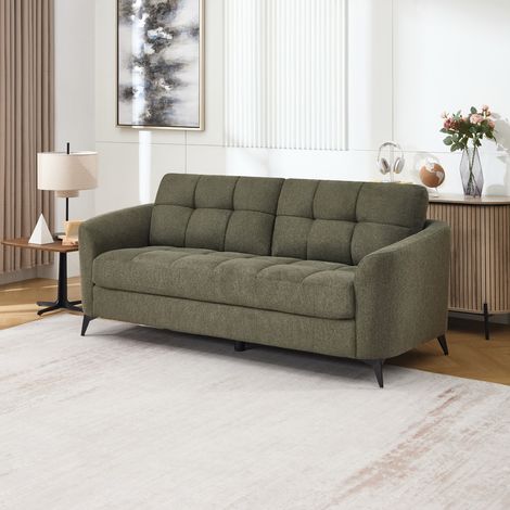 Solna 3 Seater Scandi Style Fabric Living Room Sofa (Green)