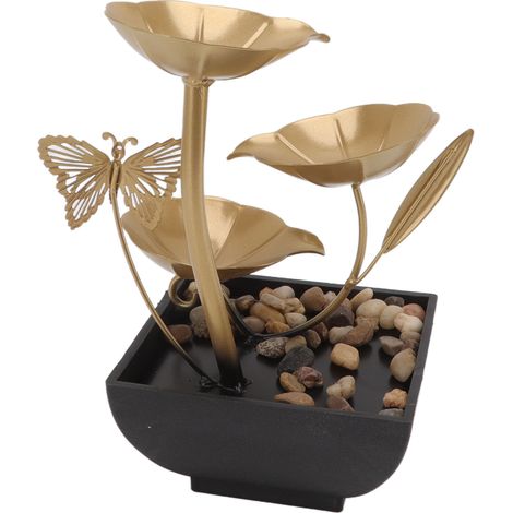 Fontaine de table décorative, petite cascade d'intérieur avec eau circulante pour bureau et salon, prise EU 220-240V (1/5)