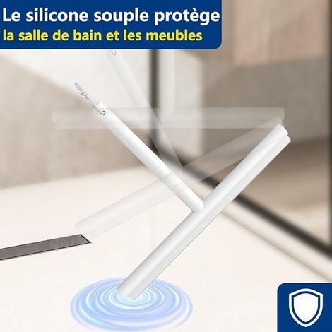 Raclette Douche en Silicone 28cm Blanc avec Crochet Raclette Vitre Monobloc Nettoyage Manche Incurvé Pour Portes de Douche Vitres Miroirs Fenêtres (1/4)