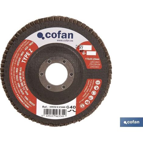 Discos basic laminados planos con zirconio de Ø115mm COFAN                                       G-60 (1/4)