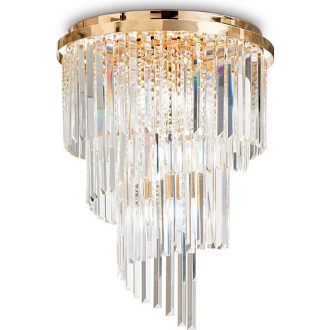 Ideal Lux Carlton - Lámpara de araña de techo de 12 luces Dorado, E14