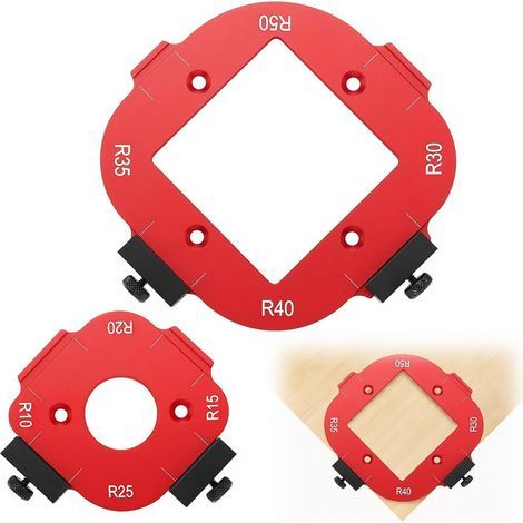2 Pièces Gabarit Défonceuse a Bois, Plan de Travail et Positionnement d'Angle Arc 4 en 1, pour Défonceuse R10 R15 R20 R25 R30 R35 R40 R50 (1/5)