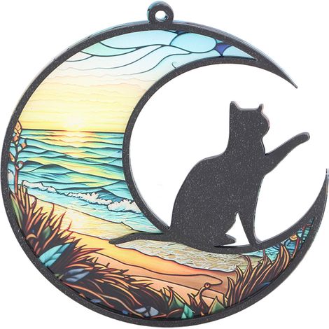 Gedenk-Sonnenfänger für Katzen, Buntglasfenster, farbenfroh, UV-bedruckt, Acryl-Hängeornamente zum Gedenken an verstorbene Katzen, Typ TYU402 (1/5)