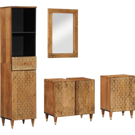 vidaXL Set Mobili da Bagno 4 pz in Legno Massello di Mango (1/5)