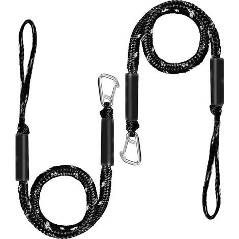 Attrezzatura per ormeggio barche - 2 pezzi - Cima d'ormeggio per barche - Cima d'ormeggio - Cima per barca - Accessori per barche per banchina - Cima d'ormeggio con ganci - Kayak - Bianco e nero (1/5)