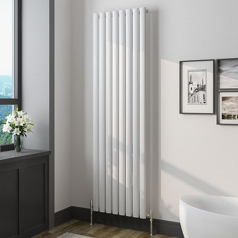 Oval Column Radiator 1600x472mmWhite Vertical Radiator Single Modern Central Heating Radiators