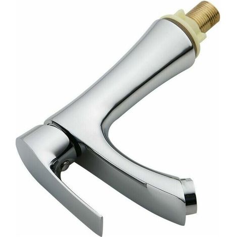 Robinet simple de lavabo inox chromé – Design moderne – Robinet d'eau froide pour salle de bain – Mitigeur élégant pour lave-mains (1/4)