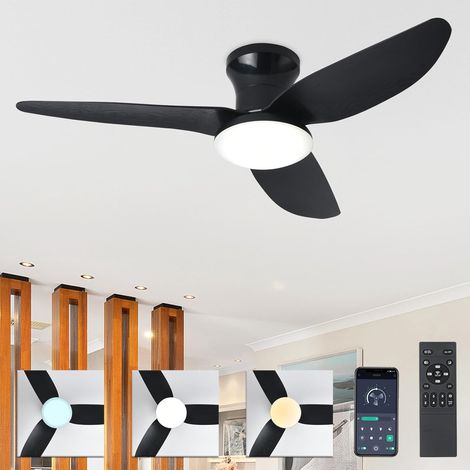 Ventilateur de plafond 42 pouces avec lumière – Télécommande, 3 pales – 6 vitesses, moteur réversible – 3 températures de couleur dimmable – Idéal pour chambre-Noir (1/5)