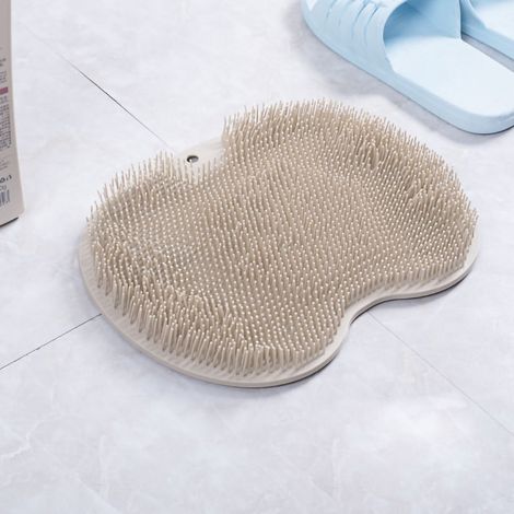 Tapis gommant pour pieds pliable TPR, brosse nettoyante antidérapante avec ventouses, marron, usage douche