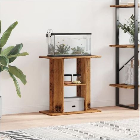 Support vintage en bois pour aquarium, 60 x 30 x 60 cm, en bois composite. (1/4)