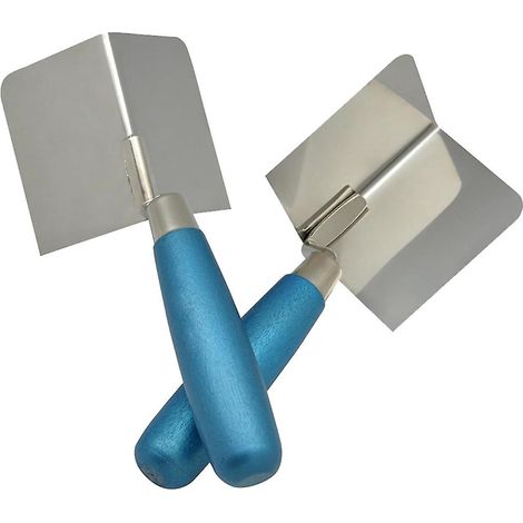 Ensemble de 2 outils d'angle, couteau d'angle intérieur et couteau d'angle extérieur avec poignée ergonomique, pour le plâtrage et la maçonnerie. (1/5)