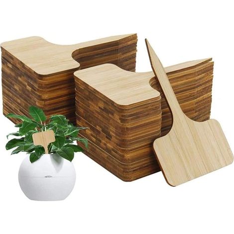 100 T-Shaped Wooden Plant Markers – UV Resistant, Reusable, Durable, Suitable for Vegetable Seedlings, Garden Plants, and Name Labeling