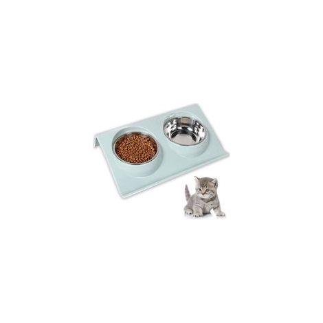 Ensemble de gamelles pour animaux de compagnie, gamelle pour chien, gamelle double inclinable à 15°, gamelle surélevée pour petits chiens et chats (vert)