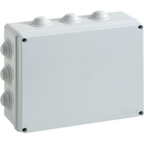 FAEG-Anschlussdose Rechteckige wasserdichte Box mit Kunststoff-Schraubdeckel 300x220x120 mit Kabelverschraubung und Scharnier IP55 FAEG - FG13408