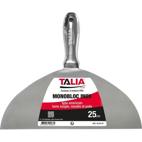 Couteau à enduire monobloc type américain inox 25cm - TALIAPLAST - 440437