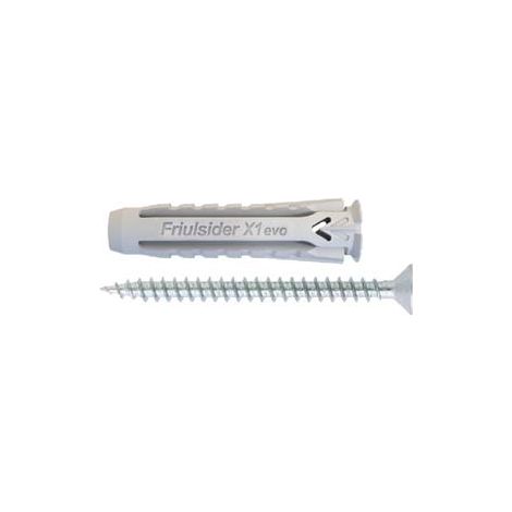 TASSELLO IN NYLON UNIVERSALE VITE TPS TRUCIOLARE ZINCATA BIANCA X1 EVO- - ø mm.8x40 vite ø mm.5x50 spes.fissaggio mm.5 - 50 pezzi FRIULSIDER