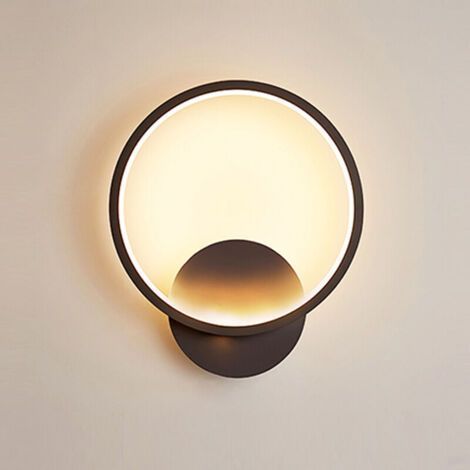 Indoor Wall Light LED 13W Round Wall Lamp 3000K Modern for Bedroom Living Room Stairs Corridor AC 220V Black Warm White (1/5)