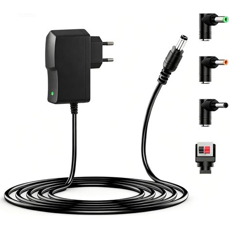 Bloc d'alimentation 12 V 2 A 12 V CC avec fiches CC - Adaptateur 2 A pour LED, routeur, clavier - Compatible avec les fiches Keyboard 5,5 x 2,1 mm - 5,5 x 2,5 mm - 4,0 x 1,7 mm - 3,5 x 1,35 mm (1/5)