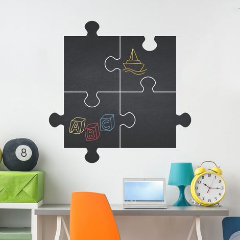 Sticker ardoise tableau noir - stickers muraux adhésif effaçable - PUZZLES - 55x55cm (1/4)