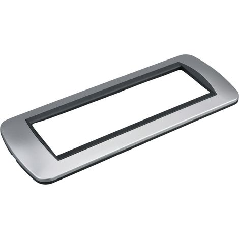 Placca Plastica Ovale MBL 7 Moduli/Posti Compatibile Bticino Living 3 Colori Disponibili (Grigio/Silver)