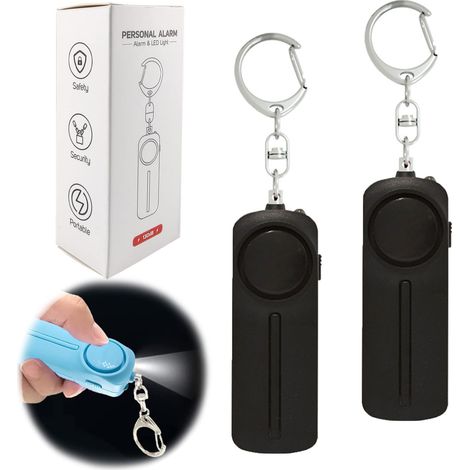 Alarme personnelle avec lumière LED avertisseur sonore sirène de sécurité étanche intensité 130 dB 2 PCS Noir (1/5)