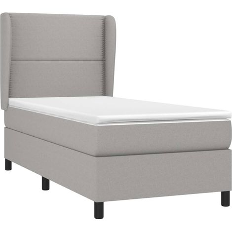 Sommier à lattes de lit avec matelas Gris clair 90x200 cm Tissu vidaXL (1/5)