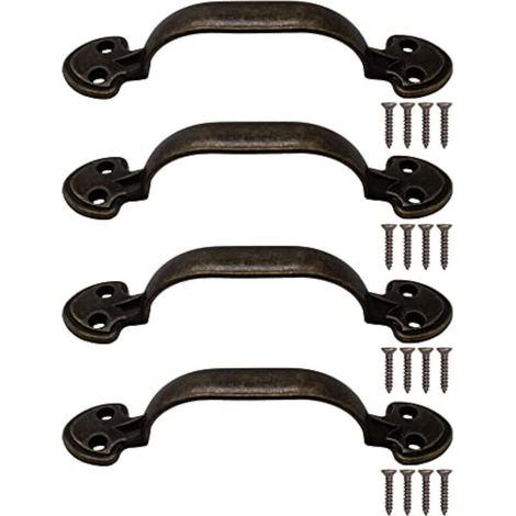 Set di 4 maniglie per mobili antichi in ottone anticato, 115 x 24 mm (1/5)