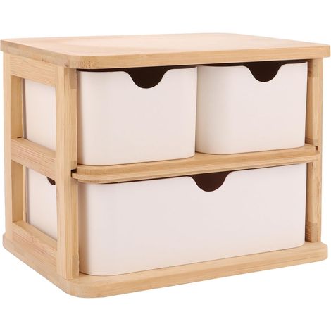 Aufbewahrungsbox aus Holz mit Schubladen - Büroaufbewahrungsbox - Kosmetikaufbewahrungsbox aus Holz mit 3 Schubladen - Geeignet für Büro, Zuhause und Schule.