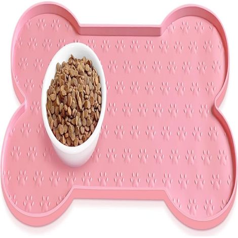 Tapis de gamelle antidérapant en silicone, épais, imperméable, rebord surélevé, pour chiens et chats (petite/moyenne taille)