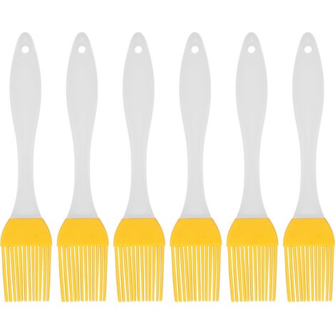 6 Pinceaux de Cuisson en Silicone Alimentaire Résistants à la Chaleur, Jaunes, pour Barbecue et Pâtisserie (1/5)