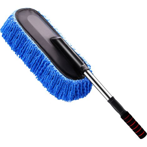 Long-handled car wash brush - Material: chenille microfiber - Scratch-resistant - Telescopic - Suitable for cleaning most car models. Telescopic version, blue. (1/4)