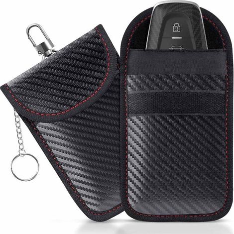Pochette Étui Anti RFID pour Clé de Voiture, Jeu de 2, Protection Antivol et Anti-Piratage pour Télécommande Véhicule (1/5)