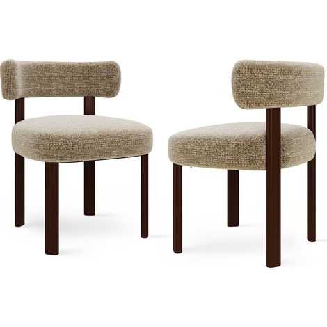 Smartue  Set da 2 sedie da pranzo in legno massello, design pulito e caldo, per sala da pranzo o cucina, colore Marrone