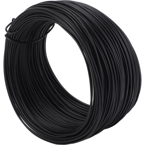 Bobine de fil de ligature de 0,75 mm x 50 m, en fer galvanisé revêtu de PVC, pour la fixation de barres d'armature et de câbles à fibres optiques, noir. (1/5)