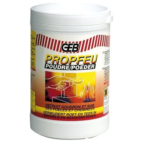 GEB – Poudre de ramonage Propfeu 900g – Nettoyant pour conduits de cheminée – Compatible poêles à bois, charbon et mazout – Améliore l'efficacité du ramonage