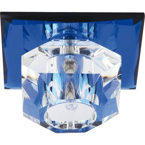 Spot plafond verre bleu - NUFER HL800 - G4 - 12V - 20W - 85x85mm (1/2)