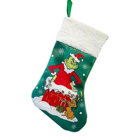 Le Grinch - Grande chaussette de Noël - Décoration de sapin de Noël - Sacs cadeaux - Décoration de cheminée (1/3)