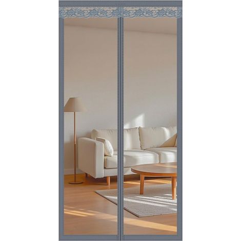 Rideau de porte thermique en maille diamant magnétique avec tringle (1/3)
