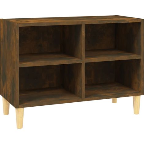 Mueble de TV patas de madera maciza roble ahumado 69,5x30x50 cm vidaXL