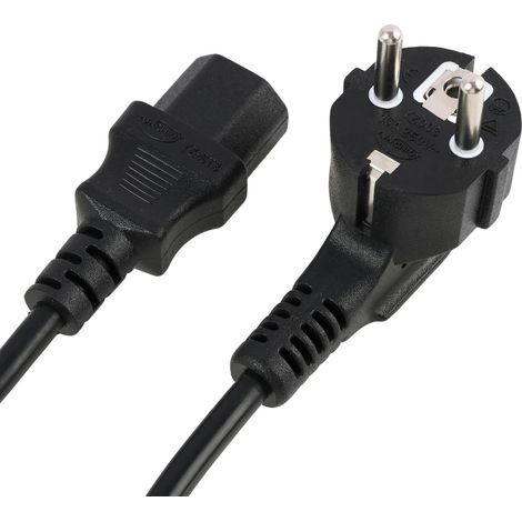 Câble d'alimentation PC 1,5 m, Câble Alimentation Écran PC et TV, Cordons Secteur C13 avec Fiche Type F, Adapté pour Ordinateur, Imprimante, Moniteur, Projecteur et Appareils Électriques, Noir (1/5)