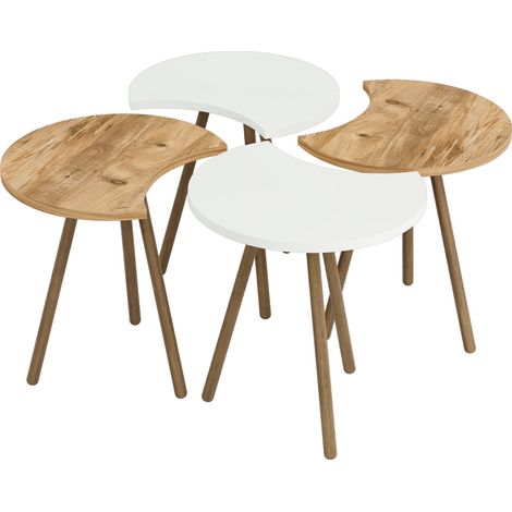 Juego de 4 mesas de centro encajables 48 x 77 x 77 cm blanco / imitación madera 030008526
