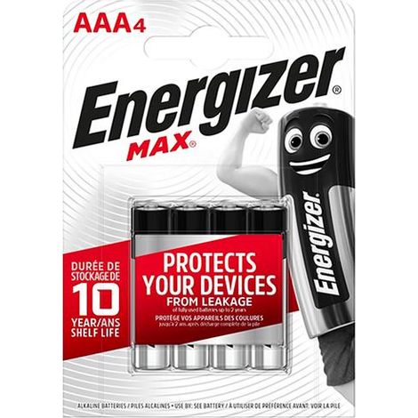 BATTERIE ENERGIZER ALKALINE "AAA MAX" (BL.4PZ) MINISTILO AAA 2400