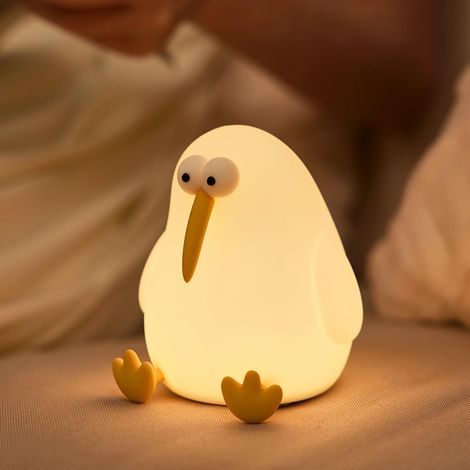 Veilleuse mignonne pour enfants, lampe de chevet spongieuse en forme de kiwi, rechargeable à intensité variable en silicone pour chambre d'enfant, décoration amusante pour chambre d'enfant, cadeau de (1/5)