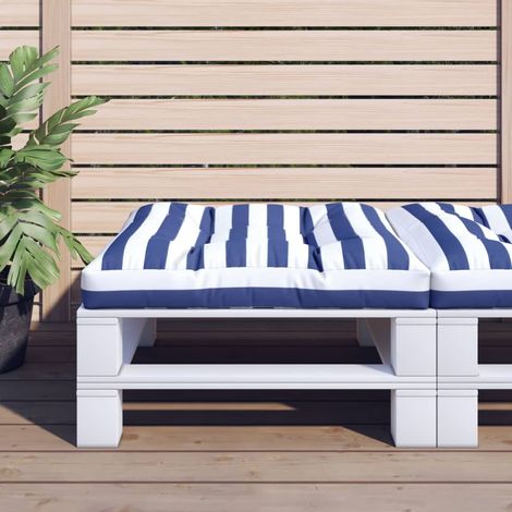 Coussin de palette rayures  Coussin Déco confort  bleues et blanches 70x70x12 cm tissu 25940