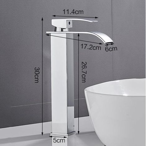 Robinet mitigeur monotrou noir effet cascade, eau chaude/froide, design moderne (1/2)