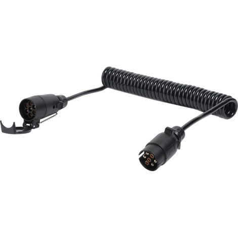 3,5M Rallonge Cable Remorque, Prise 7 Broches Male Femelle Rallonge Remorque 12V, Rallonge Spirale Cable Remorque 7 Broches pour Camions Voiture Tracteur RV (3,5M Rallonge Remorque) (1/5)