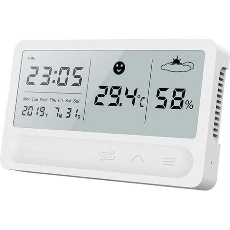 Nouveau thermomètre hygromètre intérieur rechargeable , pour maison et chambre de bébé, avec alarme horaire. Mesure sec/humide.