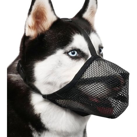 Museruola a rete per cani di grossa taglia per prevenire morsi e masticazioni (L) Set (1/5)