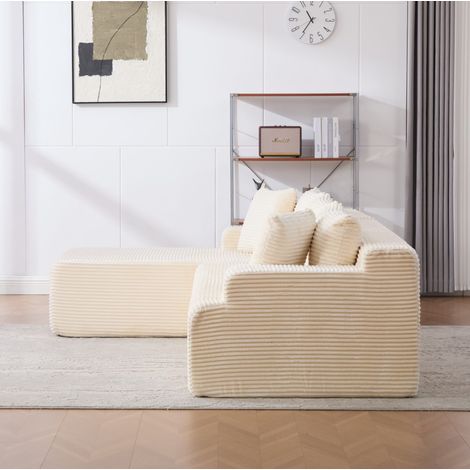 REDOM sofá modular, función chaise longue, listo para usar, acolchado de chenilla beige (1/5)