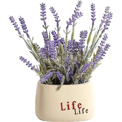 Bouquet de fleurs artificielles, fleurs en plastique longue durée, lavande décorative - Pot de fleurs artificielles Life Pot (1/2)